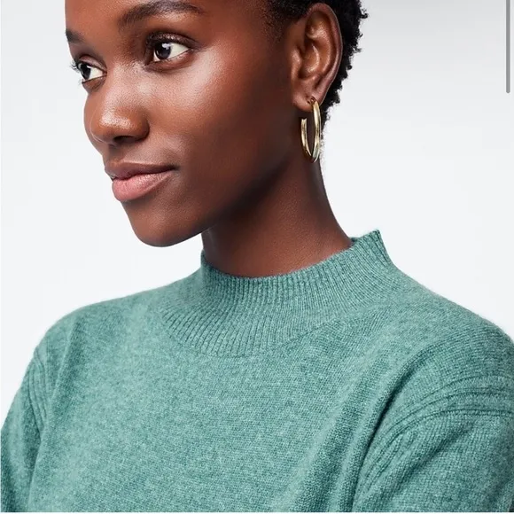 J CREW Cashmere Mockneck Sweater Womens XS Teal Green