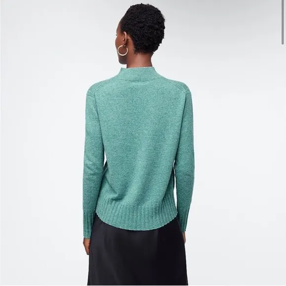 J CREW Cashmere Mockneck Sweater Womens XS Teal Green