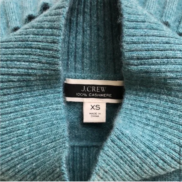 J CREW Cashmere Mockneck Sweater Womens XS Teal Green