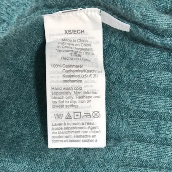 J CREW Cashmere Mockneck Sweater Womens XS Teal Green