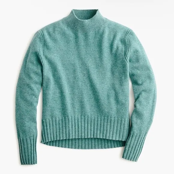 J CREW Cashmere Mockneck Sweater Womens XS Teal Green