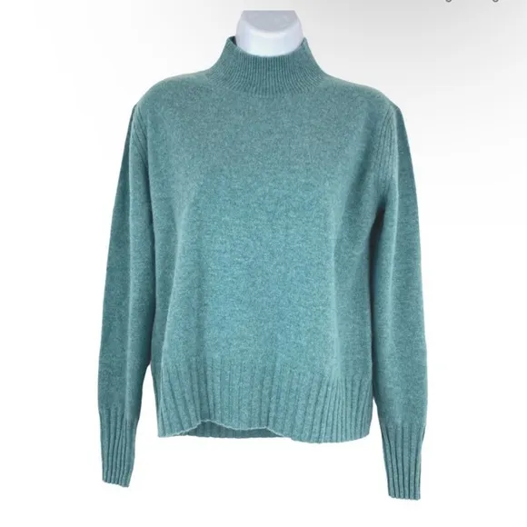 J CREW Cashmere Mockneck Sweater Womens XS Teal Green