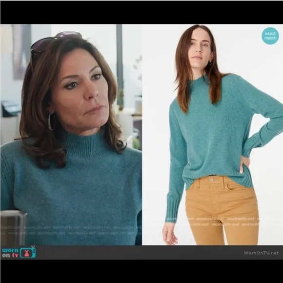 J CREW Cashmere Mockneck Sweater Womens XS Teal Green