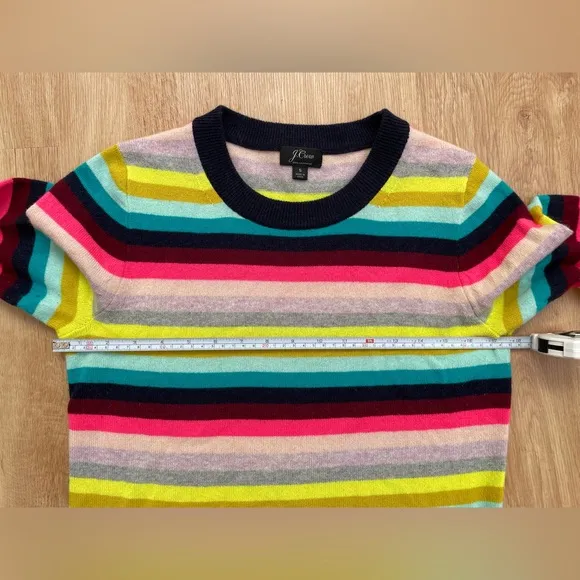 J. Crew small cashmere Long-sleeve everyday crewneck sweater multistripe