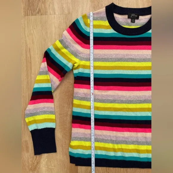 J. Crew small cashmere Long-sleeve everyday crewneck sweater multistripe