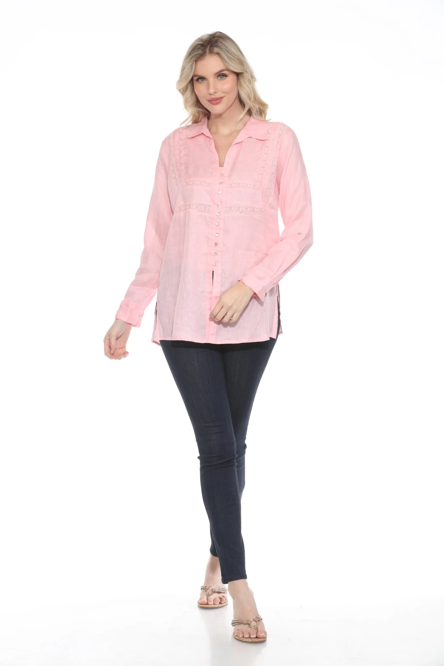 Johnny Was Calme Button-Down Linen Shirt O21071 *