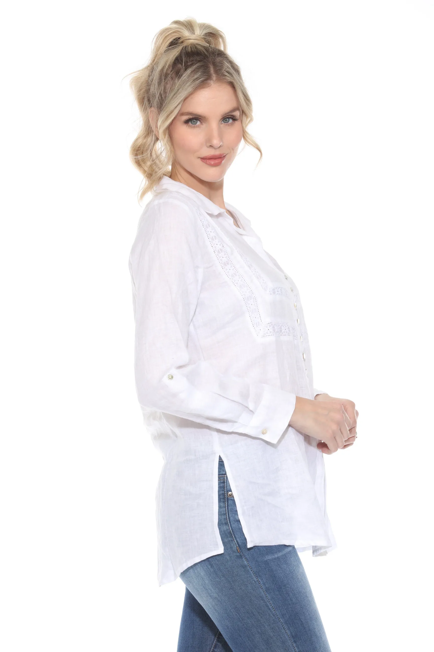 Johnny Was Calme Button-Down Linen Shirt O21071 *