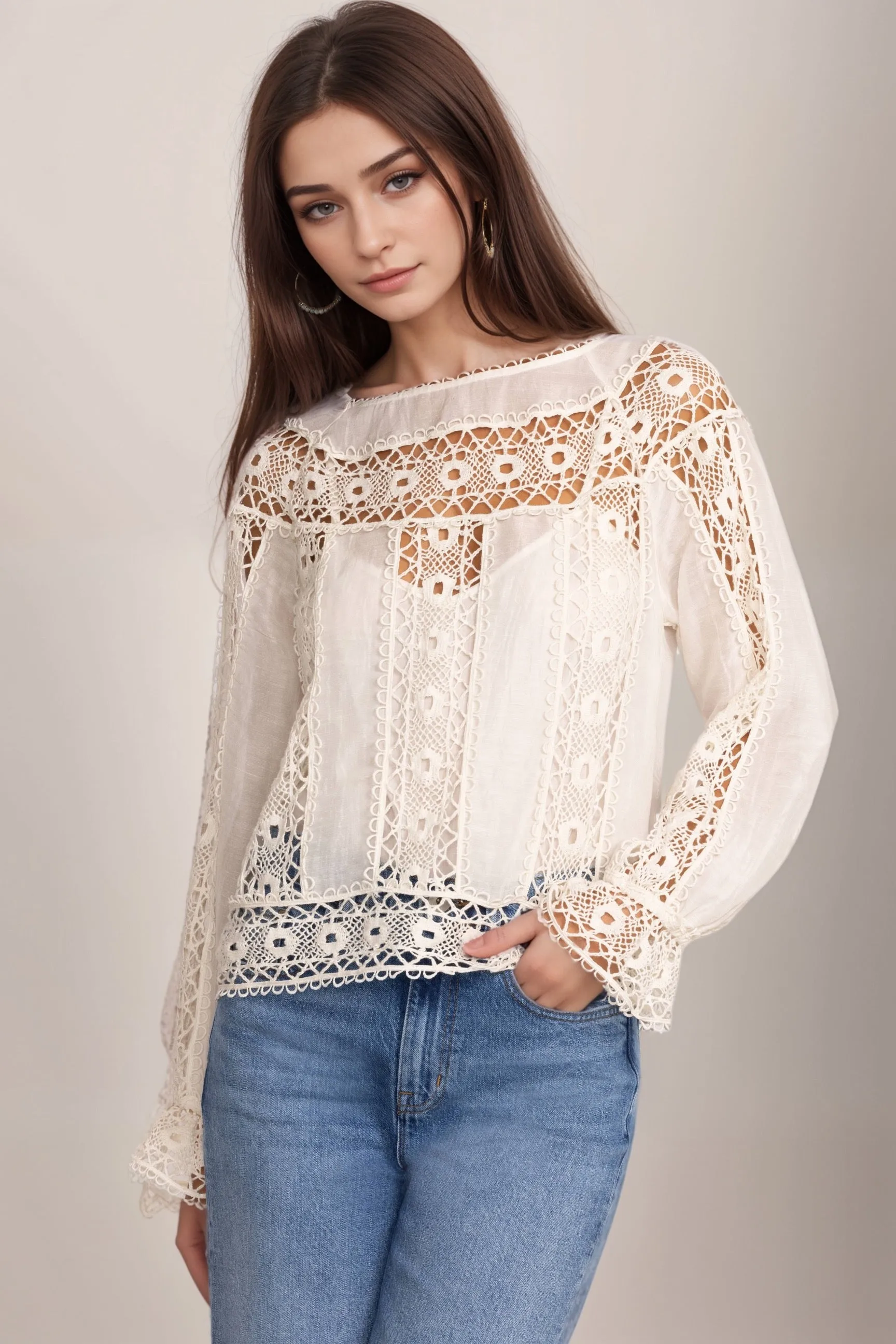 Johnny Was Jade Danila Lace Blouse L10124 *
