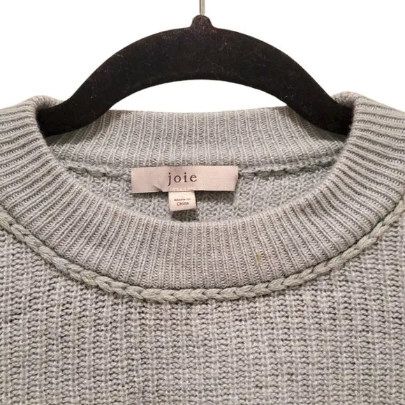 JOIE Braided Ribbed Knit Cashmere Wool Crop Sweater Tiffany Green S Small