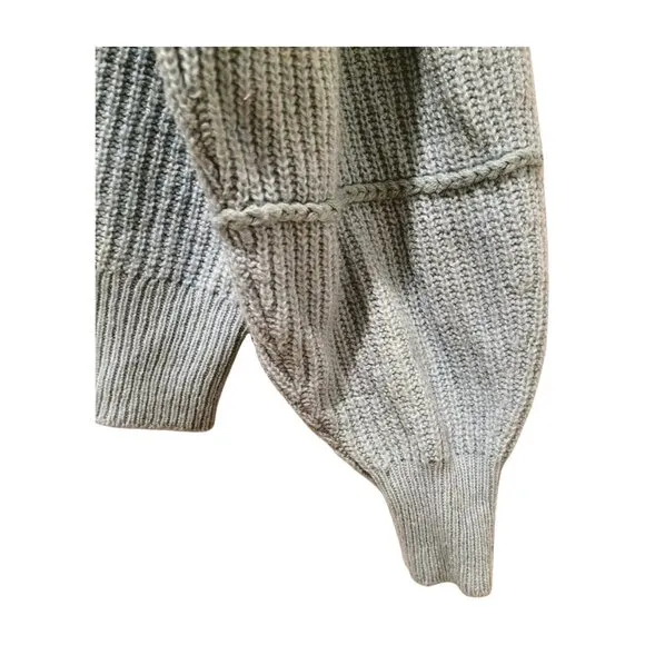 JOIE Braided Ribbed Knit Cashmere Wool Crop Sweater Tiffany Green S Small