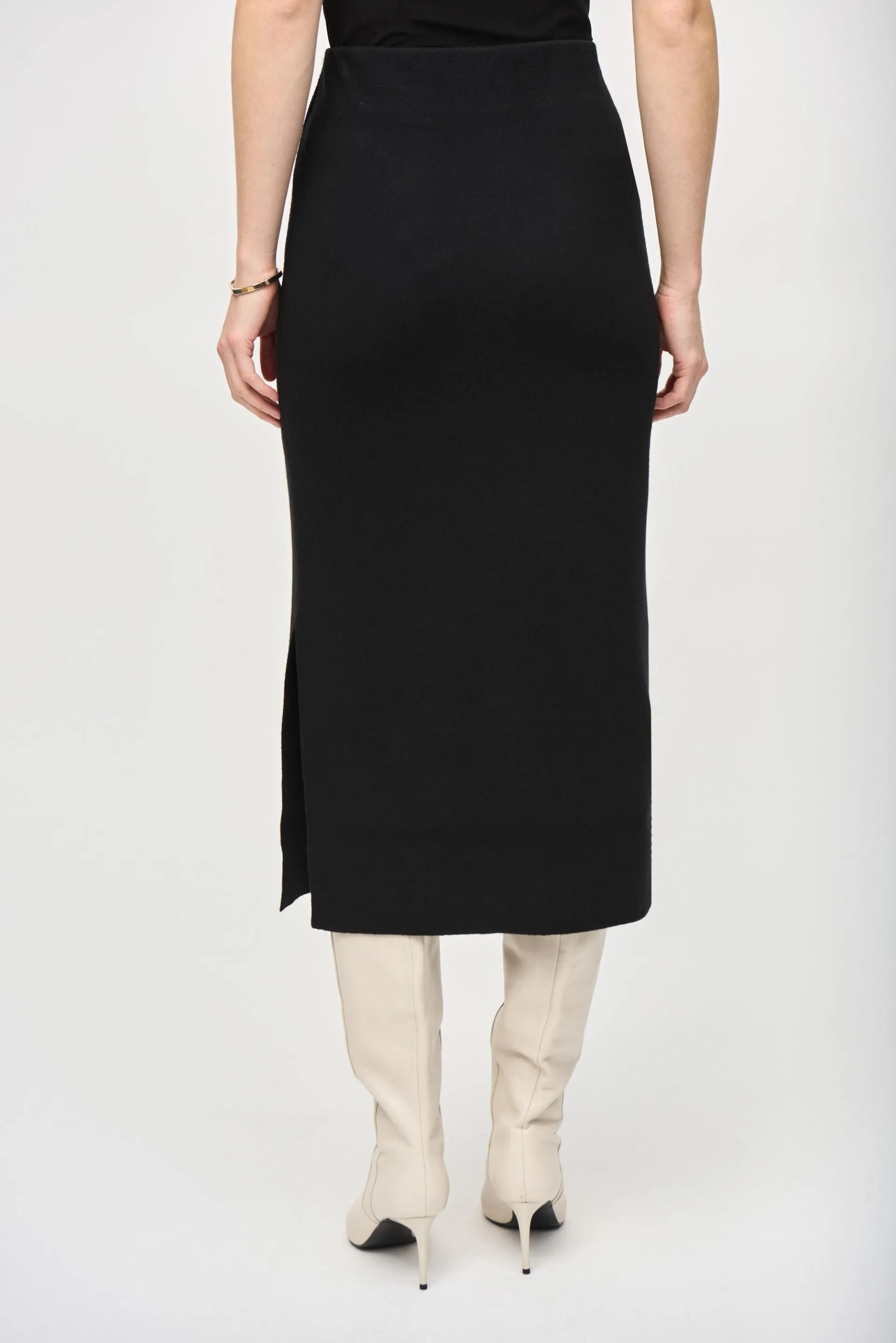 Joseph Ribkoff Black High Rise Knit Midi Pencil Skirt 243967