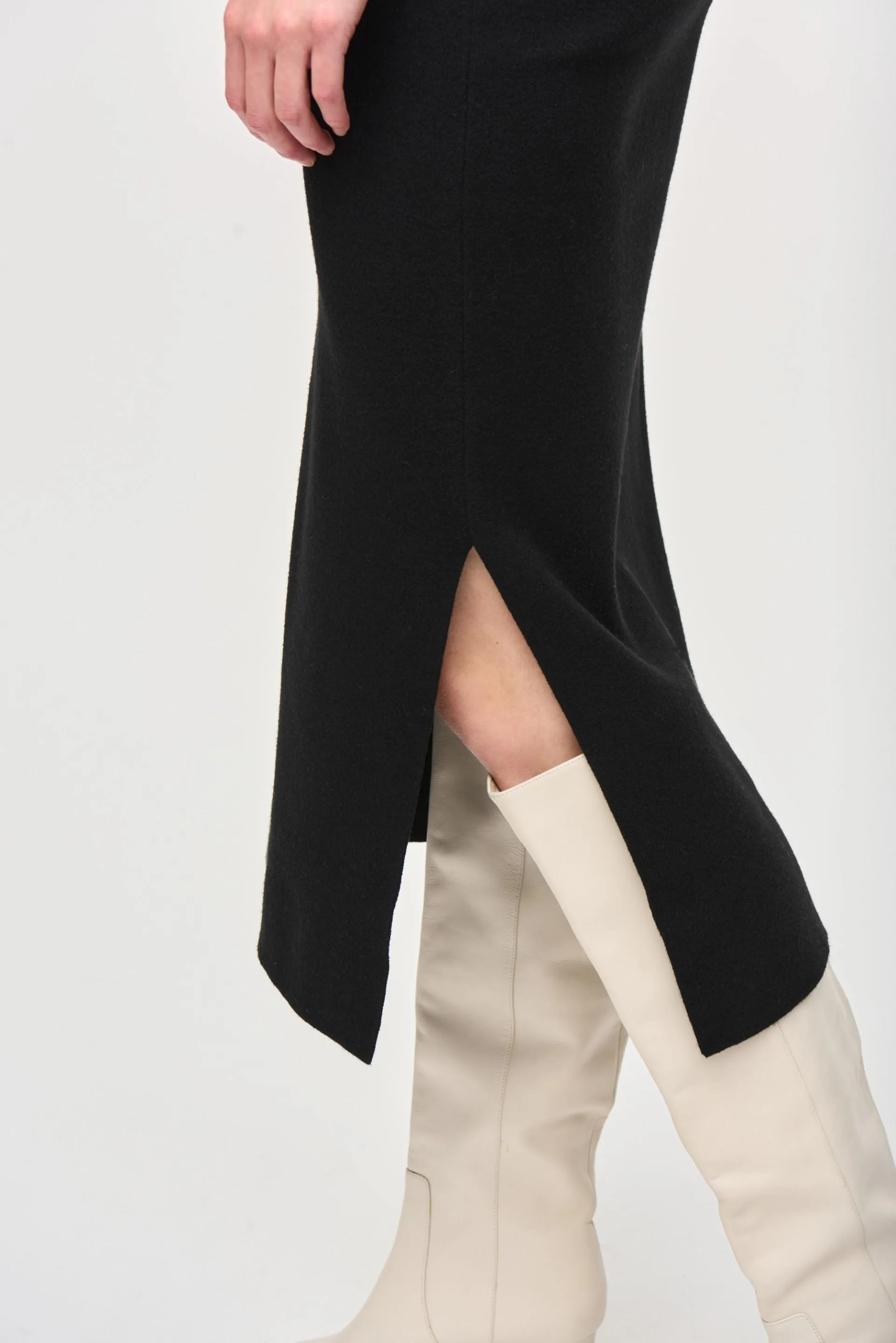 Joseph Ribkoff Black High Rise Knit Midi Pencil Skirt 243967