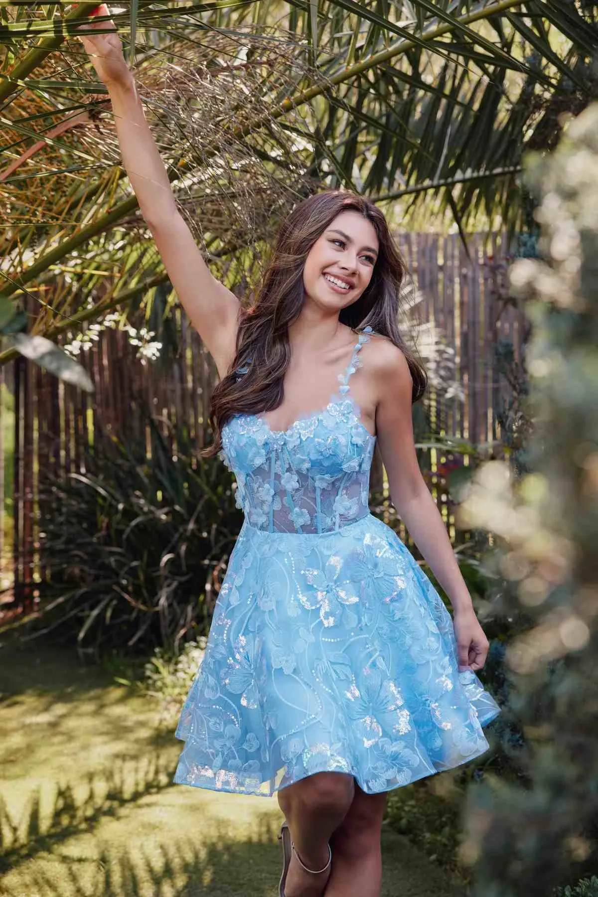 Juliet JT917A Dress Embroidered Lace with Corset Bodice Cocktail Dress