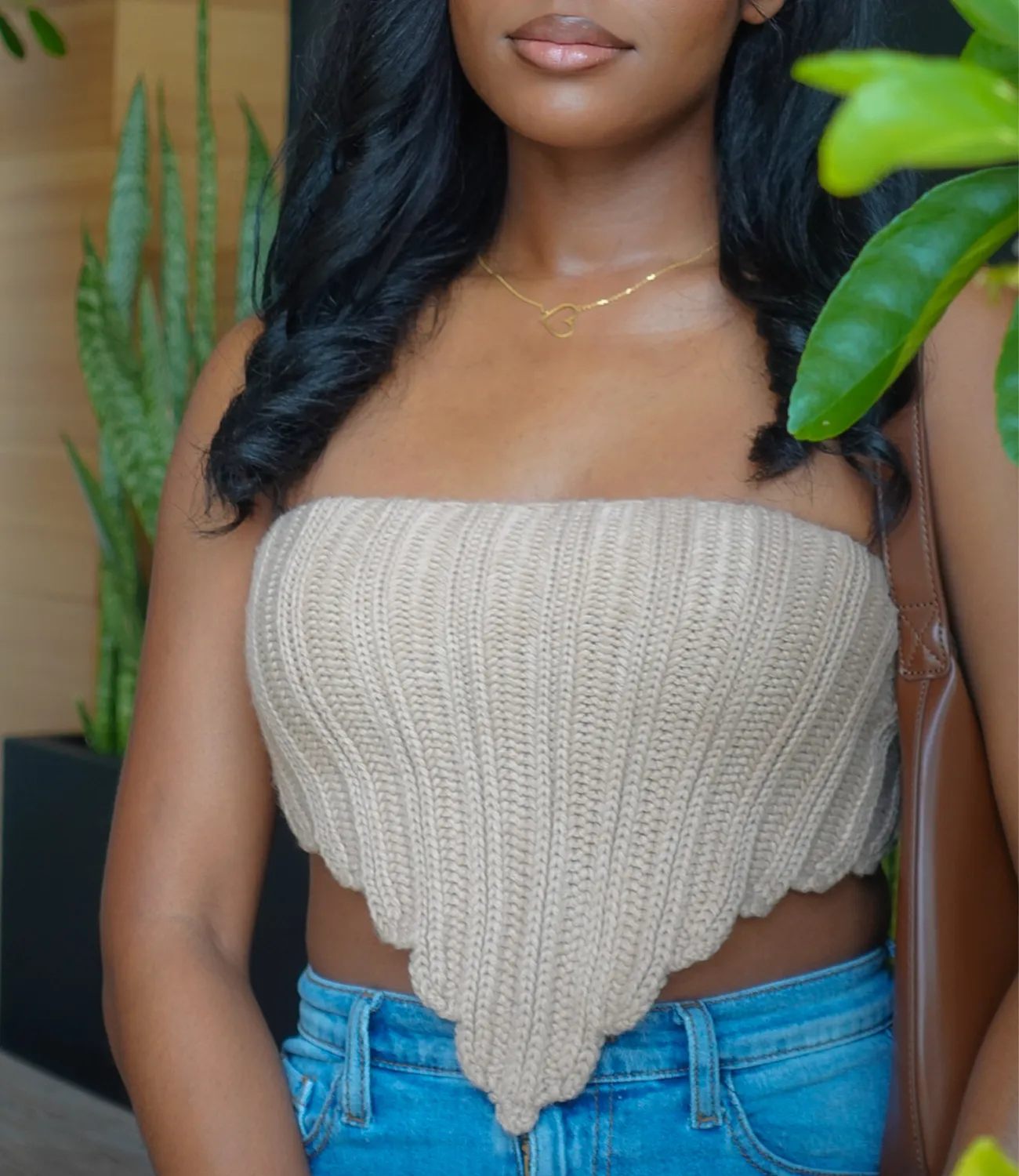 Kalea Knitted Lace Up Top(Taupe)