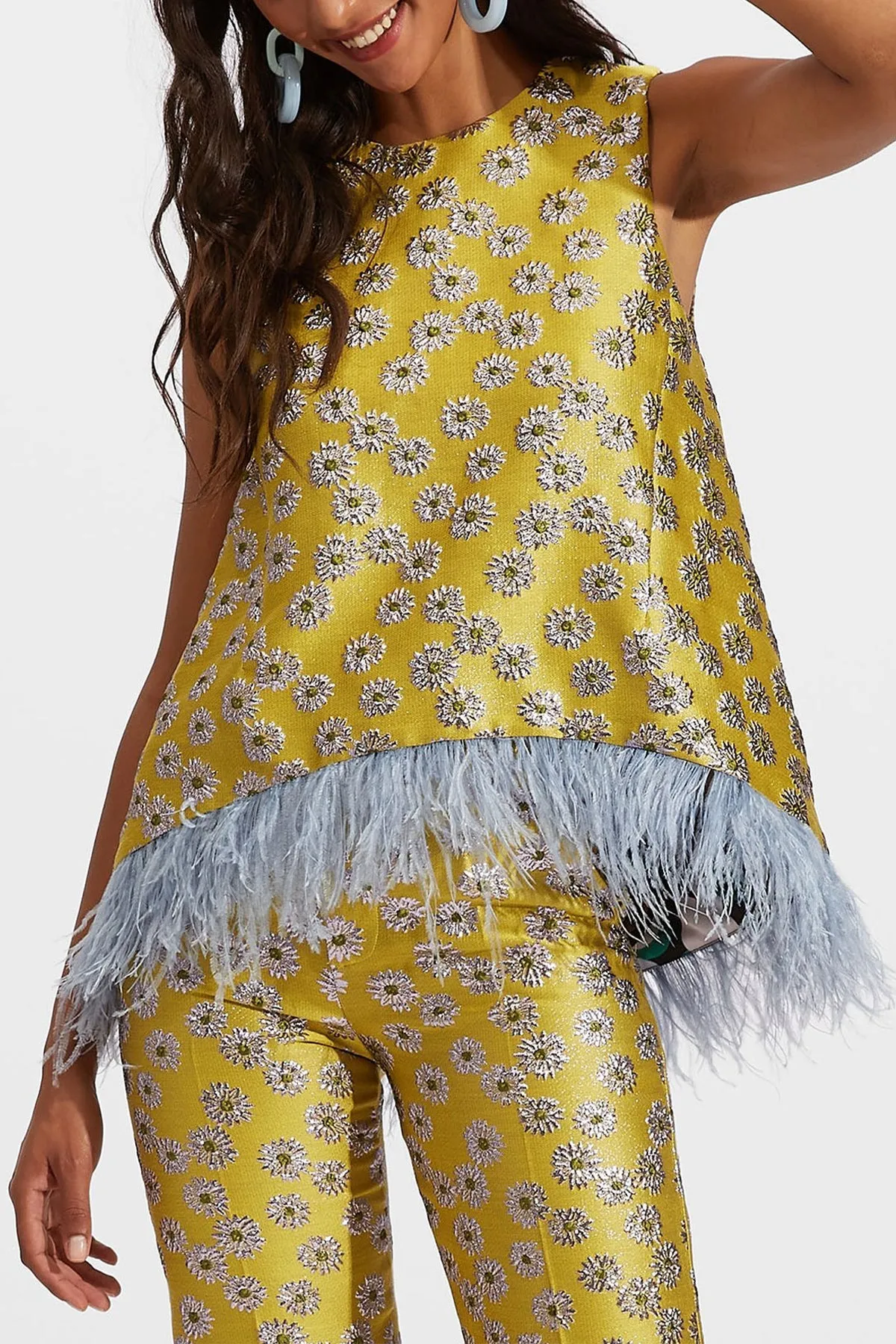 La Scala Top with Feathers in Margarita