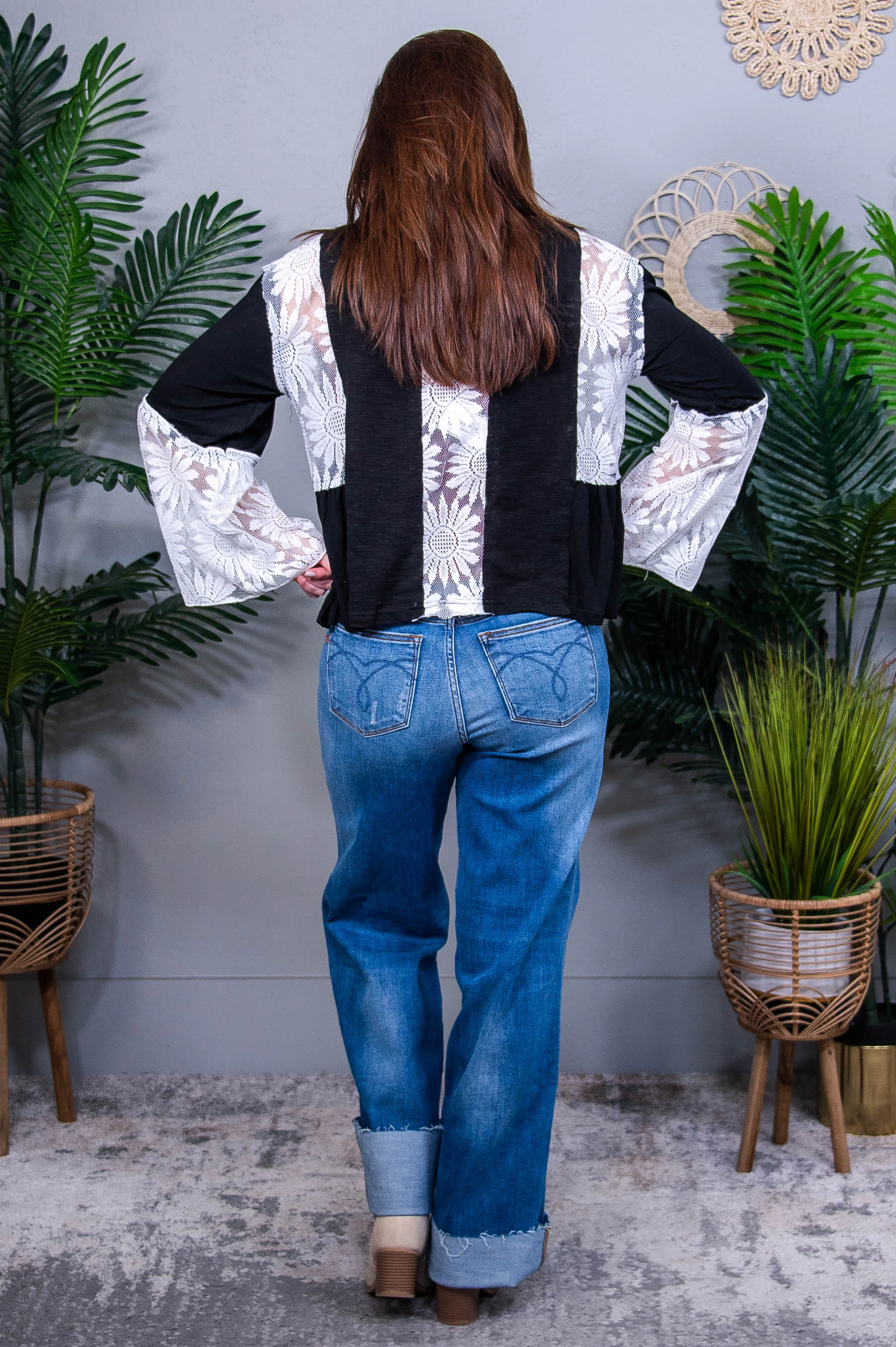 Lace Your Way V-Neck Flare Sleeve Blouse