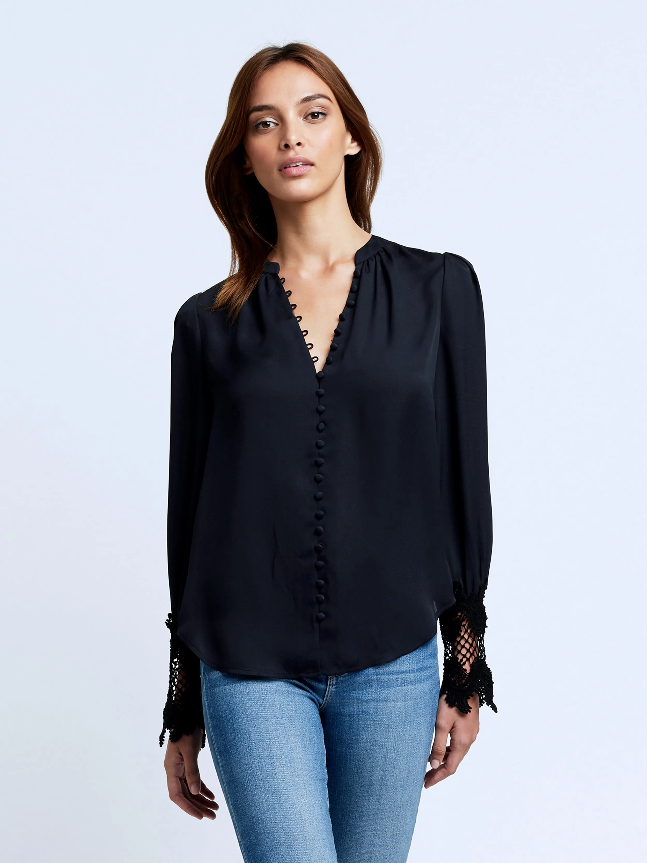 L'AGENCE AVA LACE CUFF BLOUSE