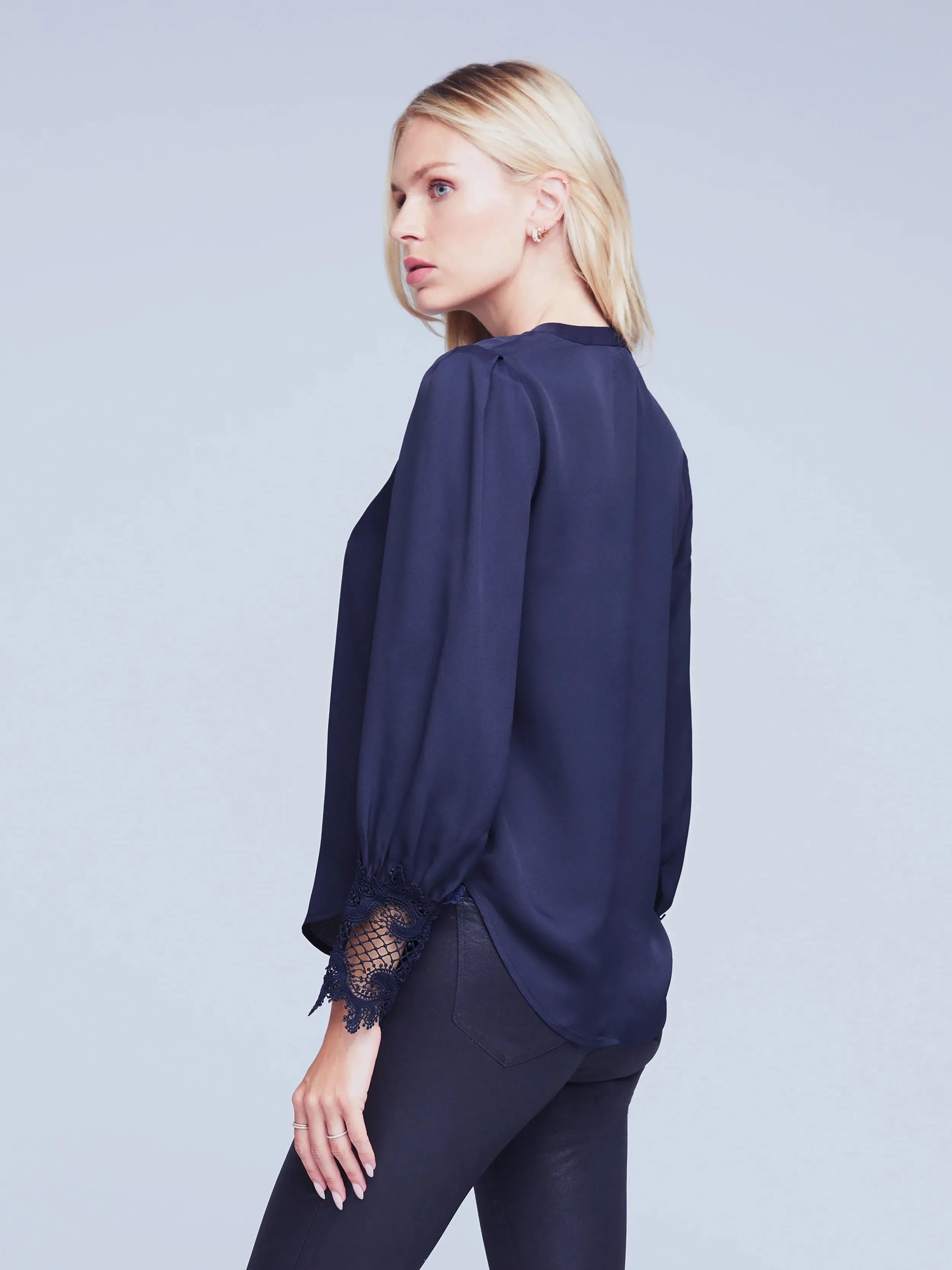 L'AGENCE AVA LACE CUFF BLOUSE