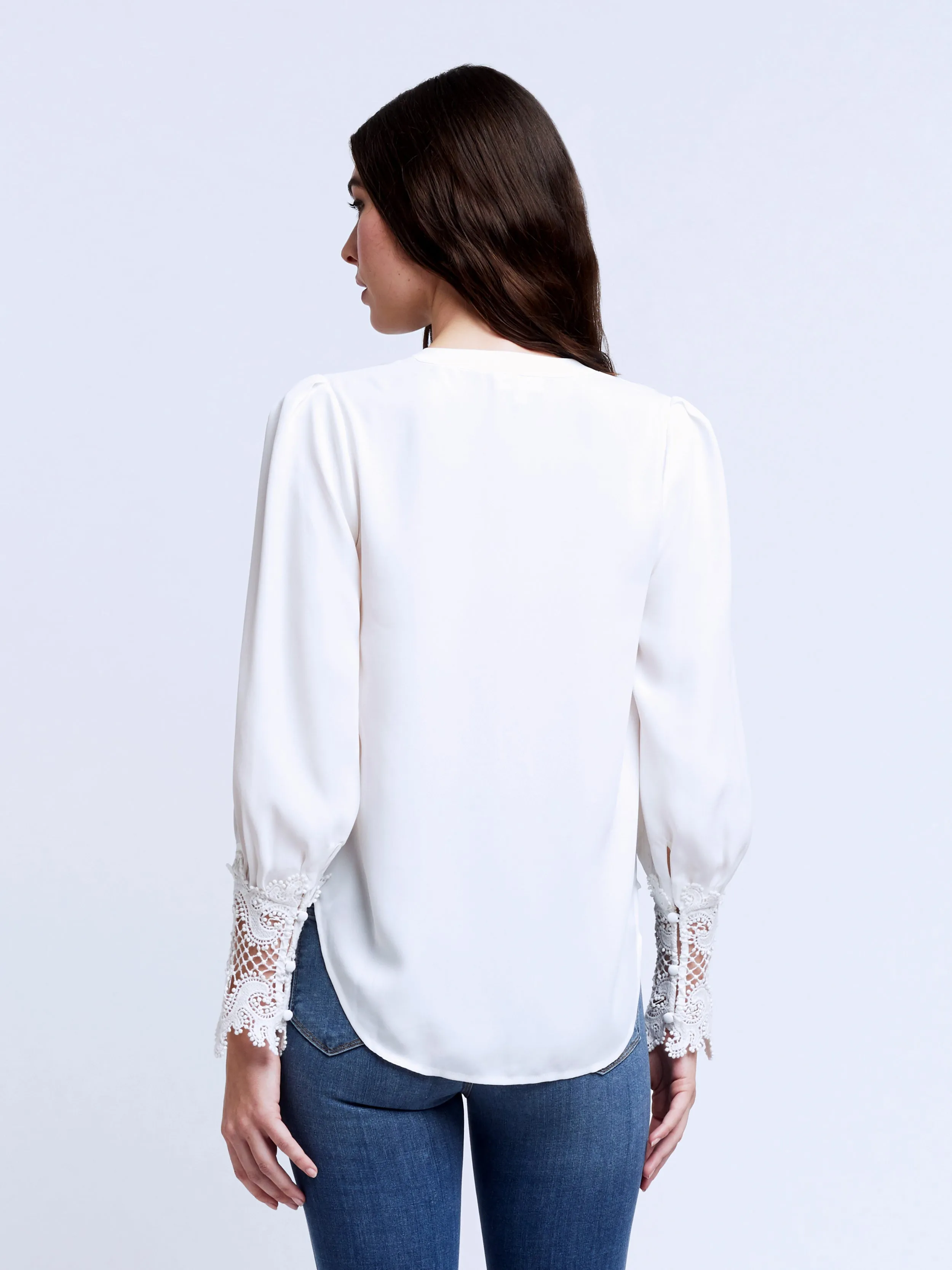 L'AGENCE AVA LACE CUFF BLOUSE