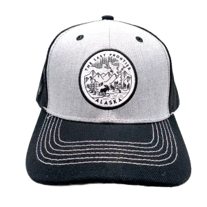 Last Frontier Line Art Alaska Mesh Baseball Cap