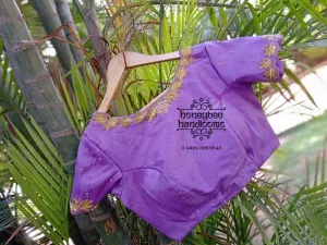 Lavendar gold work blouse from HoneyBee Handlooms