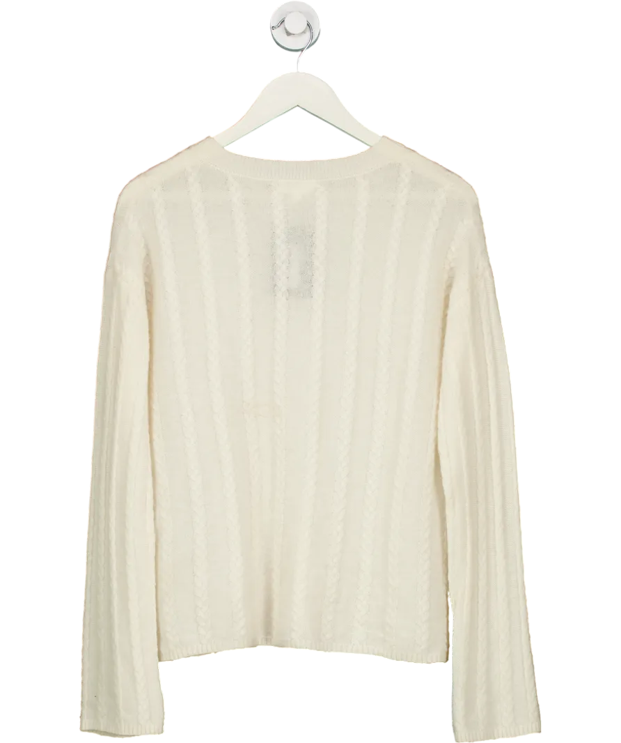 LilySilk Cream Semi Sheer Cable Knit Sweater UK S