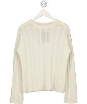 LilySilk Cream Semi Sheer Cable Knit Sweater UK S