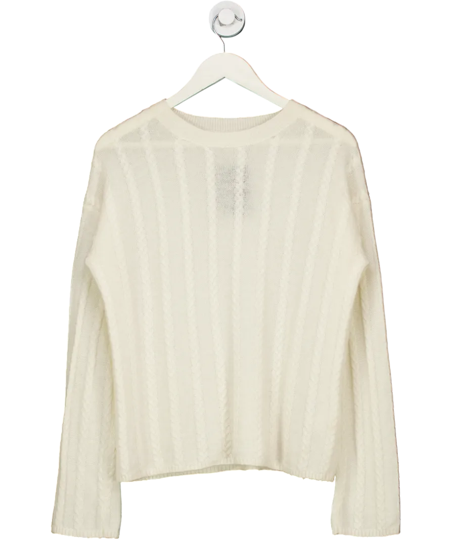 LilySilk Cream Semi Sheer Cable Knit Sweater UK S