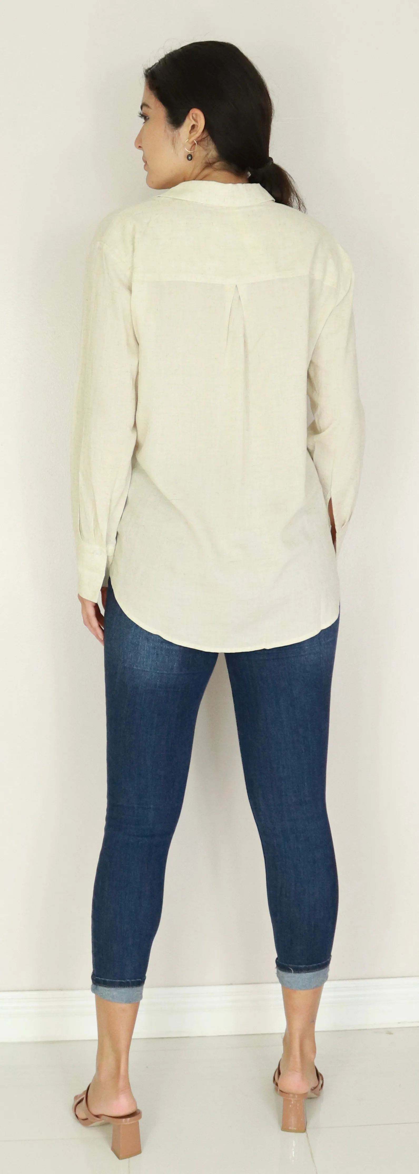 LINEN BUTTON DOWN TOP
