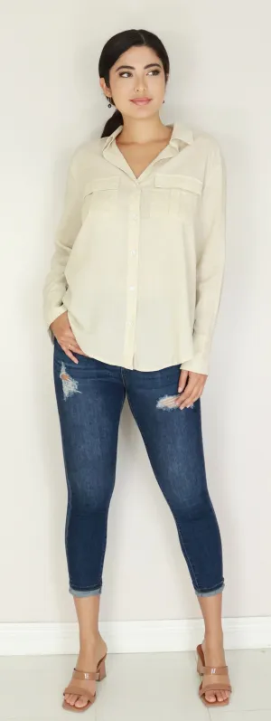 LINEN BUTTON DOWN TOP