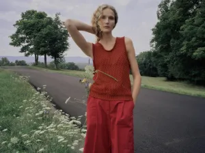 Linen Knit Tank in Brick