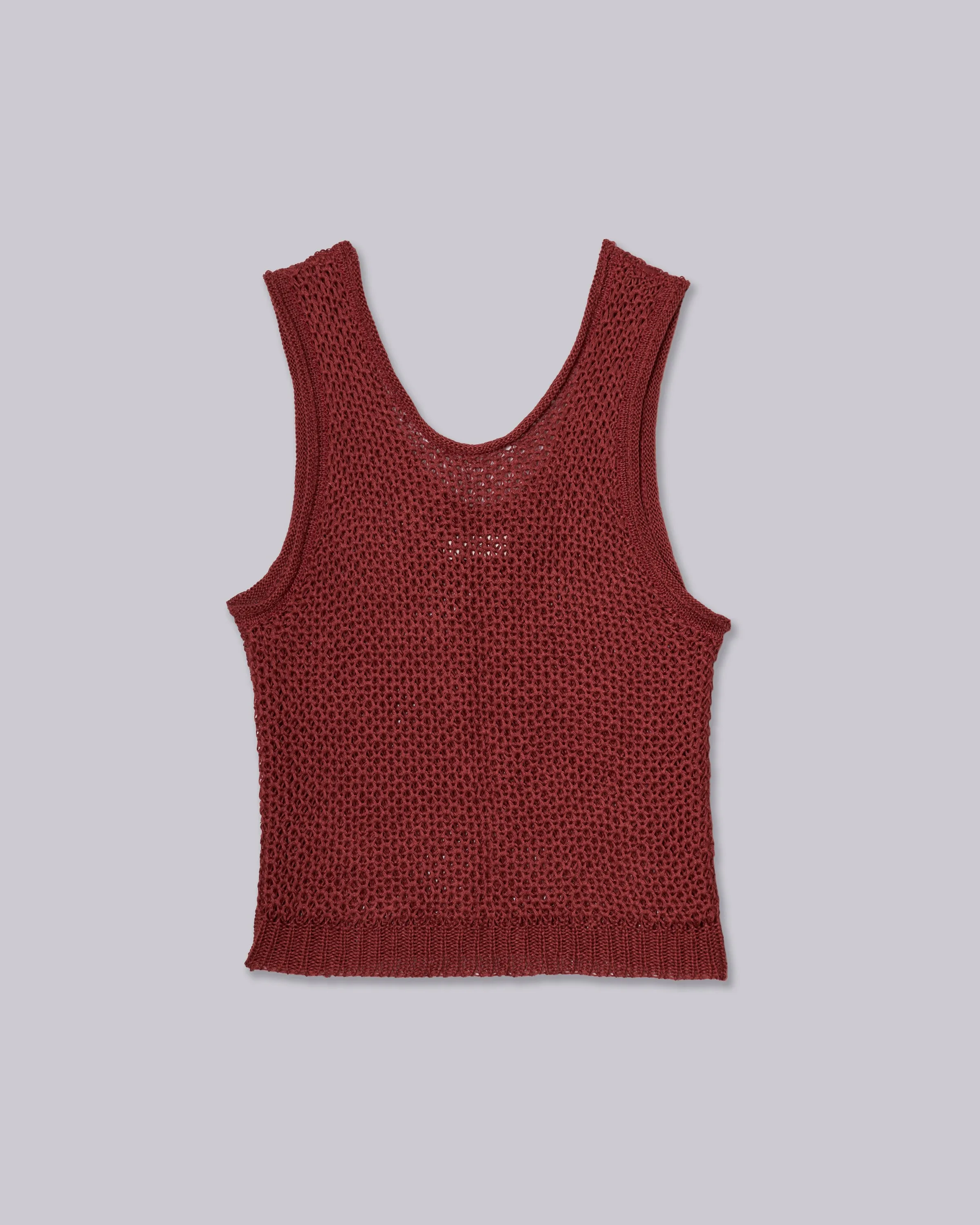 Linen Knit Tank in Brick
