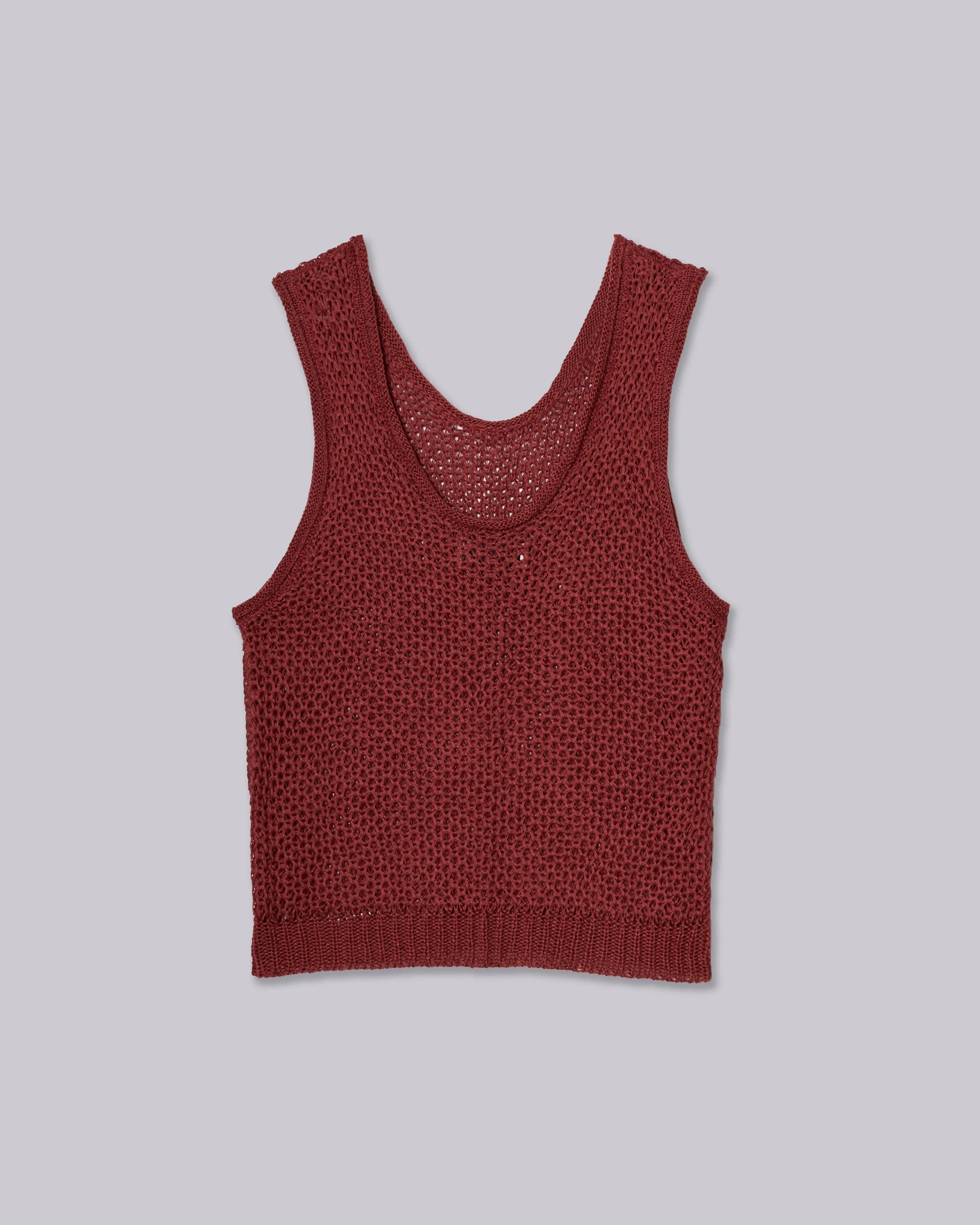 Linen Knit Tank in Brick