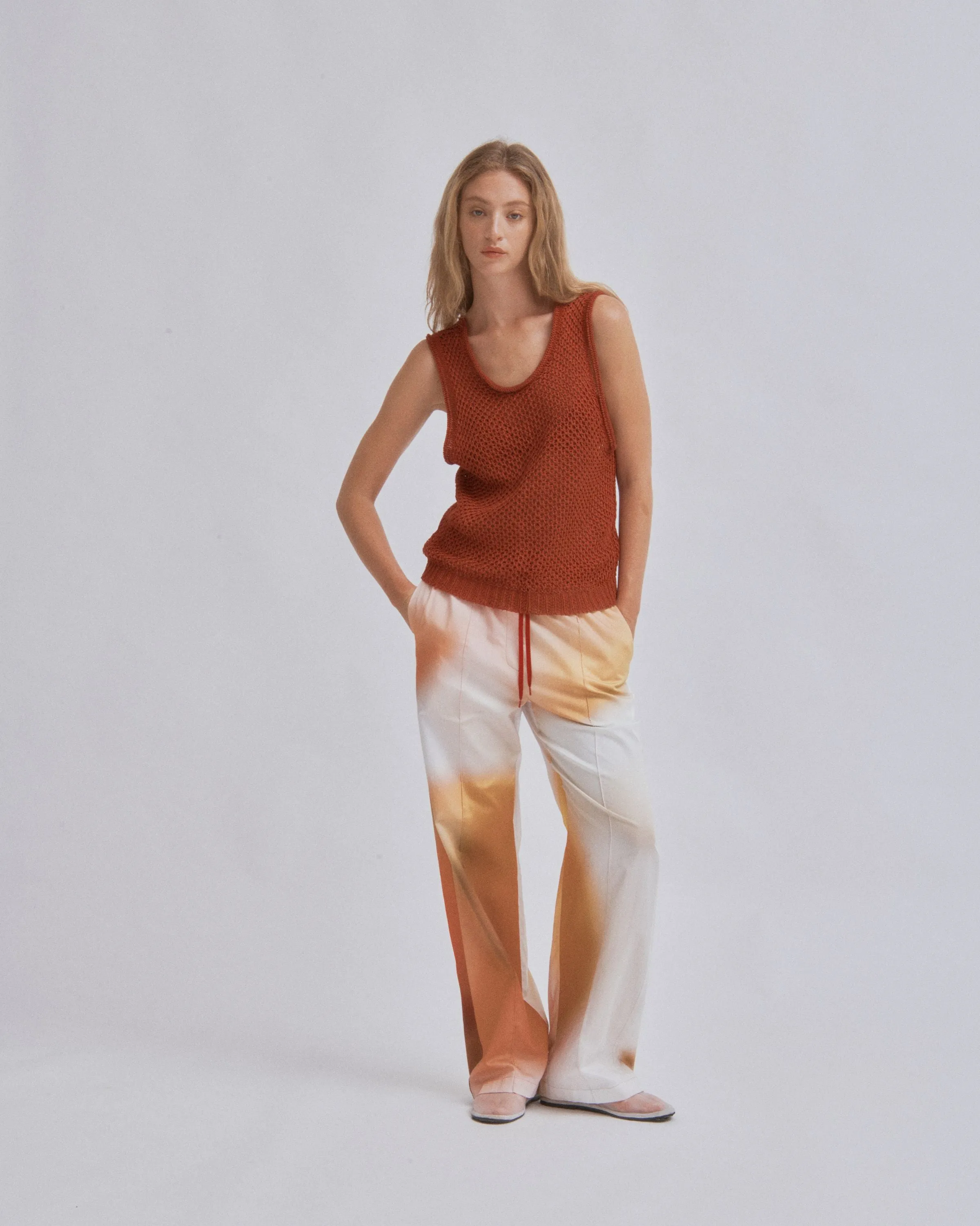 Linen Knit Tank in Brick