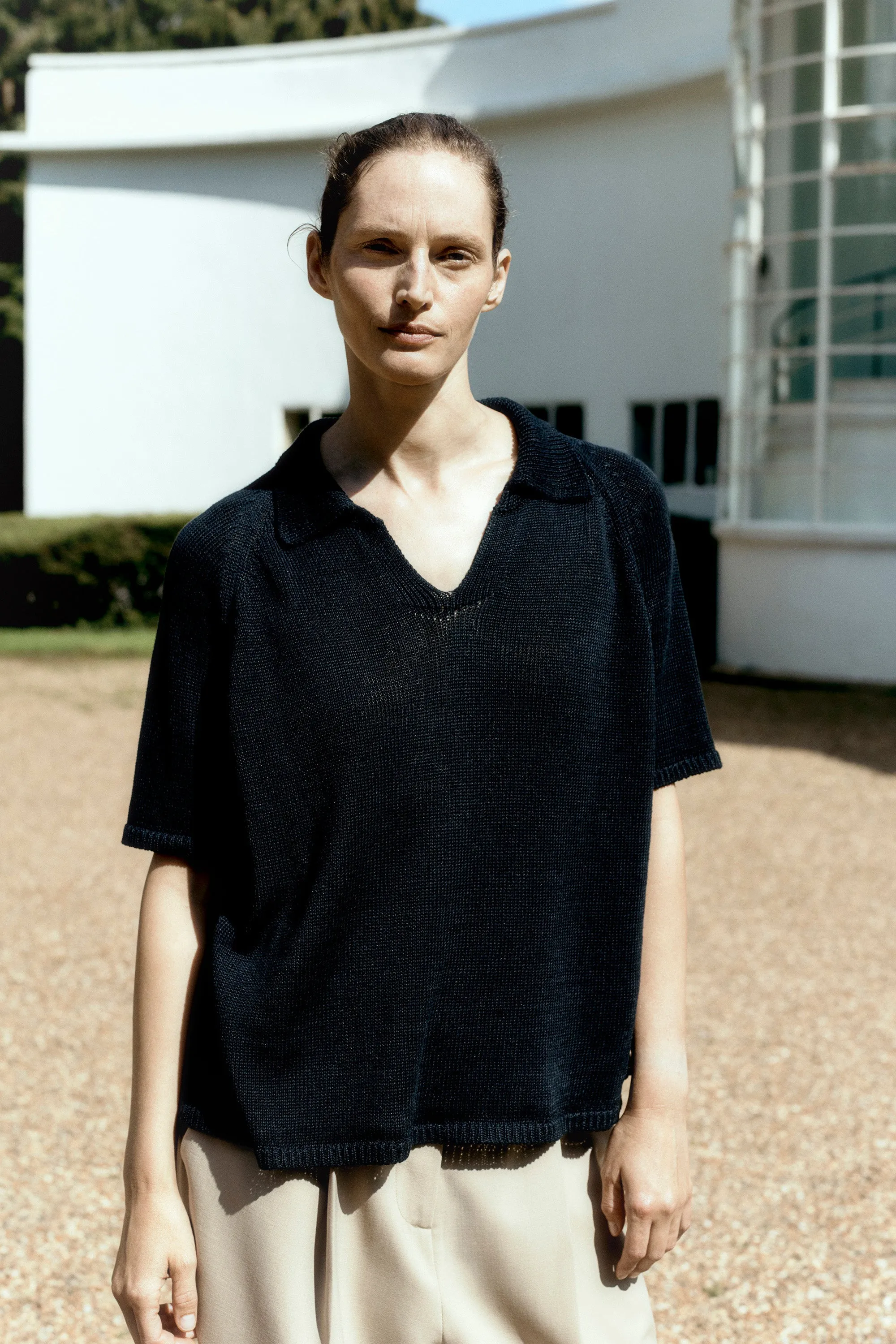 Linen Polo, Black