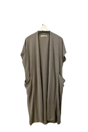 Linen Robe Vest in Phantom Gray