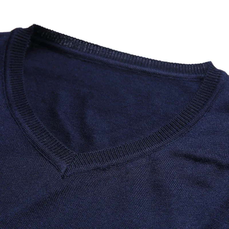 Liseaven Men Pullover Sweater V-Neck Sweaters Mens Striped Pattern Long Sleeve Cotton Tops Male Pullovers