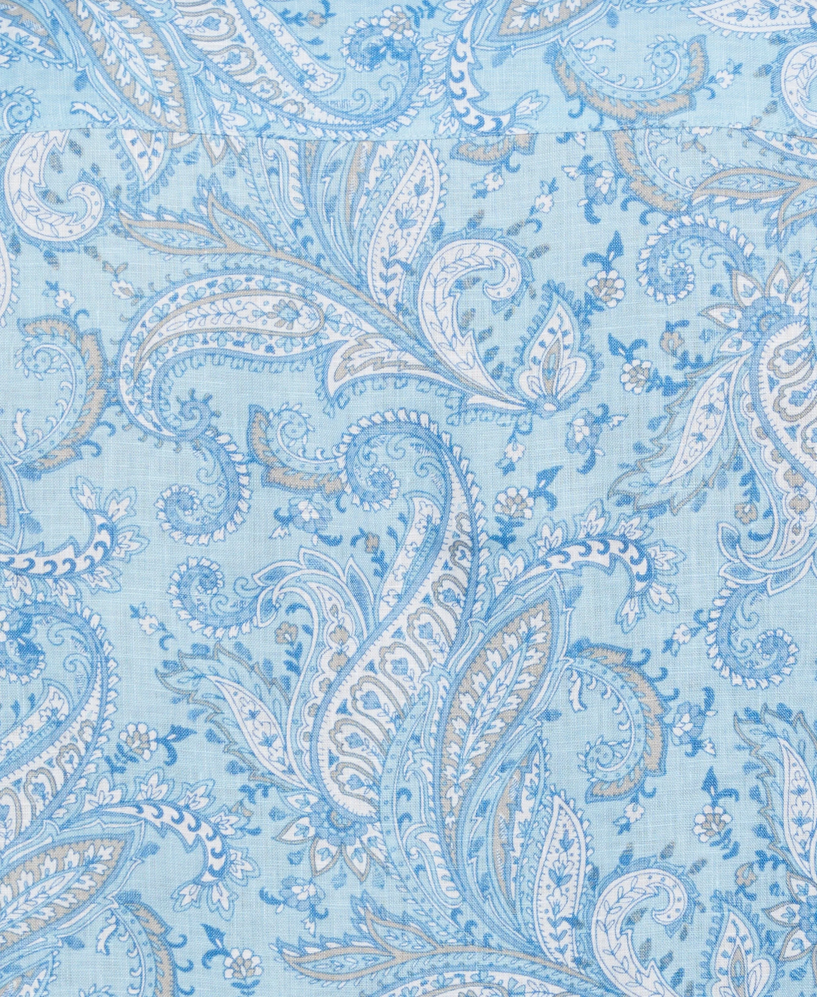 Long Sleeve Linen Allover Paisley Printed Shirt
