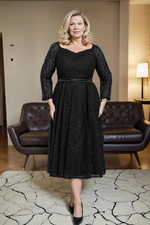 Long Sleeves Lace A Line Mother of the Bride Dress with Bow Tie