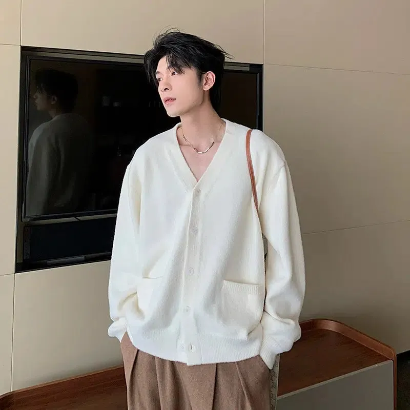 Loose Fit Button Front Knit Cardigan
