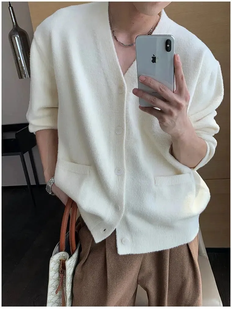 Loose Fit Button Front Knit Cardigan