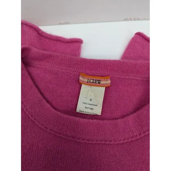 LOT OF 2 - J. Crew Women's 100% Cashmere Crewneck Sweaters, Pink Blue, Small
