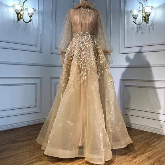 Luxury Evening Dresses Gowns Lantern Sleeves