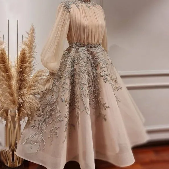 Luxury Evening Dresses Gowns Lantern Sleeves