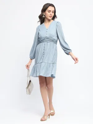 Madame Nylon Powder Blue A Line Midi Dress