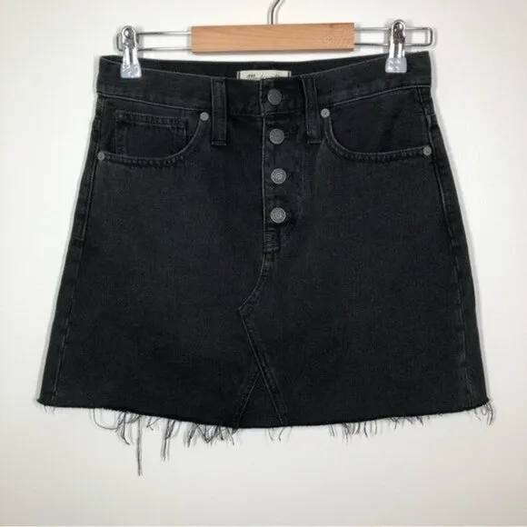 Madewell Rigid  Denim A-Line Mini Skirt Lunar Wash Button-Front Edition Size 25