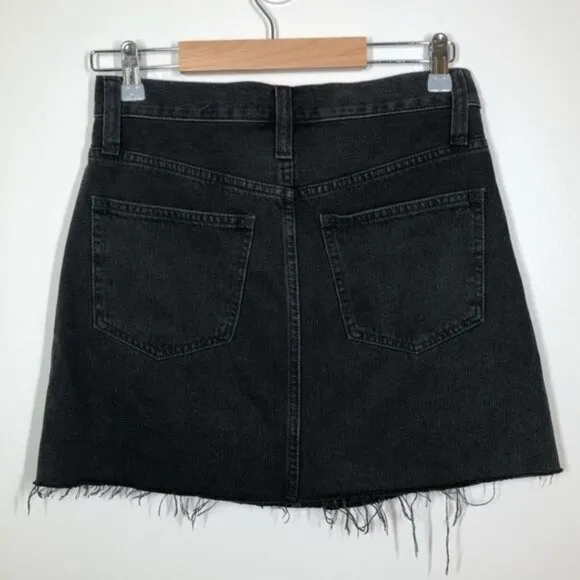 Madewell Rigid  Denim A-Line Mini Skirt Lunar Wash Button-Front Edition Size 25