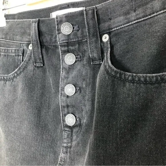 Madewell Rigid  Denim A-Line Mini Skirt Lunar Wash Button-Front Edition Size 25