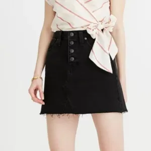 Madewell Rigid  Denim A-Line Mini Skirt Lunar Wash Button-Front Edition Size 25