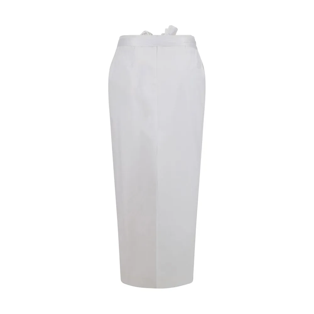 Magda Butrym Women White Pencil Skirt Fabric Solid Midi Bodycon Wrap Sz IT 36 XS